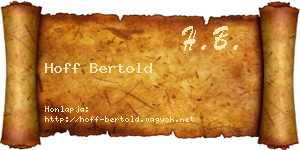 Hoff Bertold névjegykártya